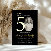 Elegant Surprise 50th Birthday Black and Gold Folieneinladung