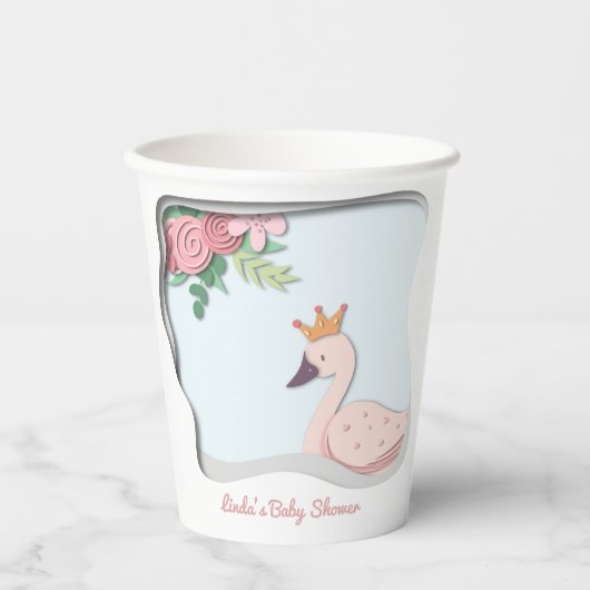 Elegant Swan Baby Shower Pappbecher (Vorderseite)