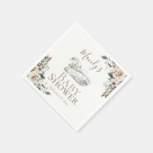 Elegant Swan Floral Neutral Baby Shower Serviette (Ecke)
