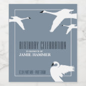 Elegant Swan, Geburtstag Weinetikett (Einzelnes Label)