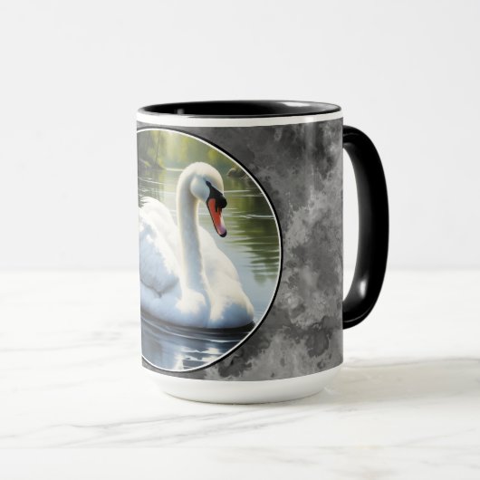 Elegant Swan is Swimming in Water Tasse (VorderseiteRechts)