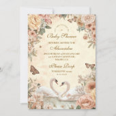 Elegant Swan Lake Floral Baby Shower Einladung (Vorderseite)