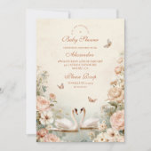 Elegant Swan Lake Floral Baby Shower Einladung (Vorderseite)