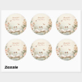 Elegant Swan Lake Floral Baby Shower Runder Aufkleber (Blatt)
