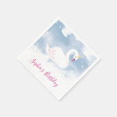 ELEGANT SWAN LAKE Goldkrone Rosa blaue Wasserfarbe Serviette (Ecke)