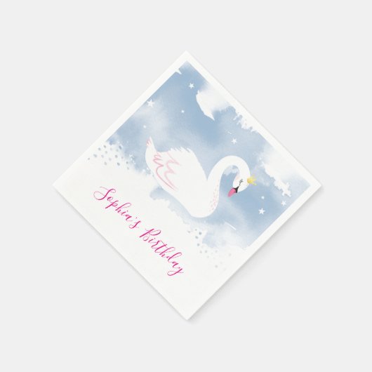 ELEGANT SWAN LAKE Goldkrone Rosa blaue Wasserfarbe Serviette (Ecke)