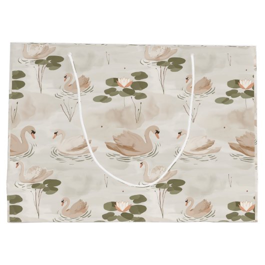 Elegant swan pattern pattern große geschenktüte (Rückseite)