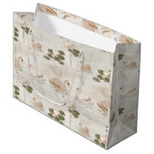 Elegant swan pattern pattern große geschenktüte (Vorderseite Schrägansicht)