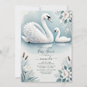 Elegant Swan und Cygnet Baby Shower Einladung (Vorderseite)