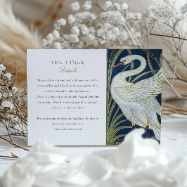 Elegant Swan Wedding Information Card Walter Crane Begleitkarte