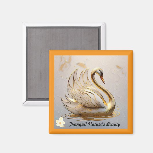 "Elegant Swans Morgen" Magnet (Vorderseite/Rückseite)