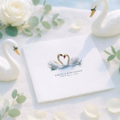 Elegant Swans Names Date Wedding Serviette