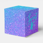 Elegant Sweet 16 Aquamariner Lila Glitzer Vielen D Geschenkschachtel (Rückseite)
