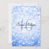 Elegant Sweet 16 Birthday Blue Glitzer Lights Einladung (Rückseite)