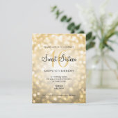 Elegant Sweet 16 Birthday Gold Glitzer Lights Einladung (Stehend Vorderseite)