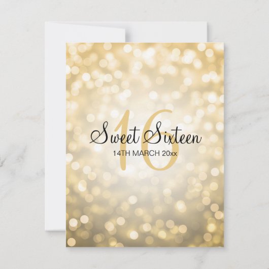 Elegant Sweet 16 Birthday Gold Glitzer Lights Einladung (Rückseite)