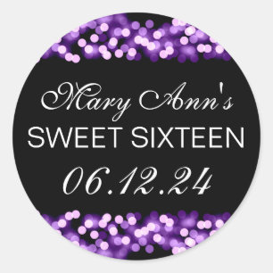 Elegant Sweet 16 Birthday Hollywood Glam Lila Runder Aufkleber