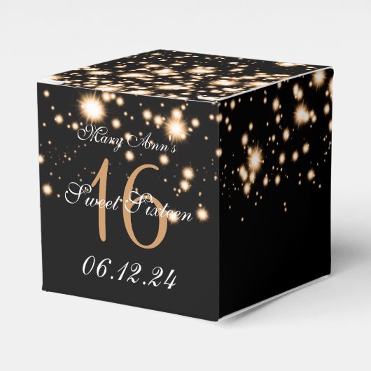 Elegant Sweet 16 Birthday Midnight Glam Gold Geschenkschachtel (Vorderseite)