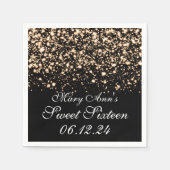 Elegant Sweet 16 Birthday Midnight Glam Gold Serviette (Vorderseite)
