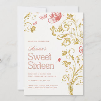Elegant Sweet 16 Birthday Party Invitation - Peach Einladung