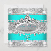 Elegant Sweet 16 Birthday Princess Aquamarin Blue Einladung (Vorderseite)