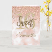 Elegant Sweet 16 Birthday Rose Gold Glitzer Card Karte (Gelbe Blume)