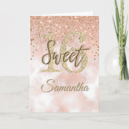 Elegant Sweet 16 Birthday Rose Gold Glitzer Card Karte