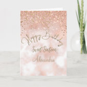 Elegant Sweet 16 Birthday Rose Gold Sparkle Karte (Vorderseite)