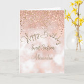 Elegant Sweet 16 Birthday Rose Gold Sparkle Karte (Gelbe Blume)