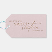 Elegant Sweet 16 Blush Pink Birthday Geschenkanhänger (Rückseite Horizontal)
