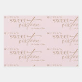 Elegant Sweet 16 Blush Pink Birthday Geschenkpapier Set (Vorderseite 3)
