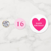 Elegant Sweet 16 Geburtstag auf Magenta Pink Konfetti (Vorderseiten)