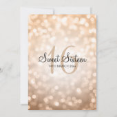 Elegant Sweet 16 Geburtstag Kupfer Glitzer Lights Einladung (Rückseite)