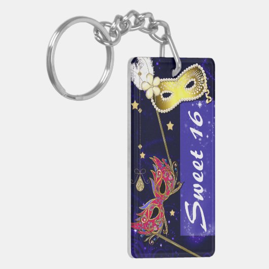 Elegant Sweet 16 Masquerade Masken Schlüsselkette Schlüsselanhänger (Vorderseite links)