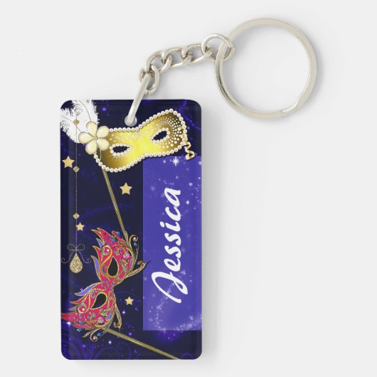 Elegant Sweet 16 Masquerade Masken Schlüsselkette Schlüsselanhänger (Rückseite)
