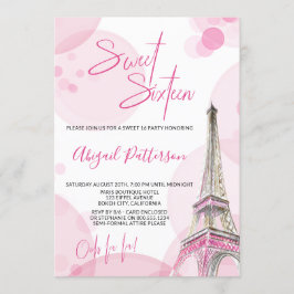 Elegant Sweet 16 Pink White Paris Geburtstag Einladung