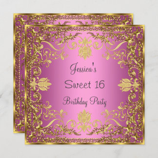 Elegant Sweet 16 Rosa Gold Einladung