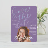 Elegant Sweet 16 Save the Date Birthday Einladung (Stehend Vorderseite)