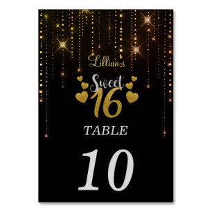 Elegant Sweet 16 Tischnummer Karte