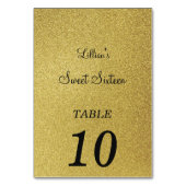 Elegant Sweet 16 Tischnummer Karte (Rückseite)
