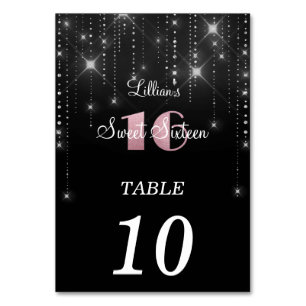 Elegant Sweet 16 Tischnummer Karte