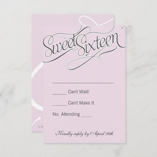 Elegant Sweet 16 UAWG in Pink RSVP Karte (Vorne/Hinten)
