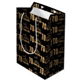 Elegant Sweet 70 Typografie Mittlere Geschenktüte (Rückseite Schrägansicht)