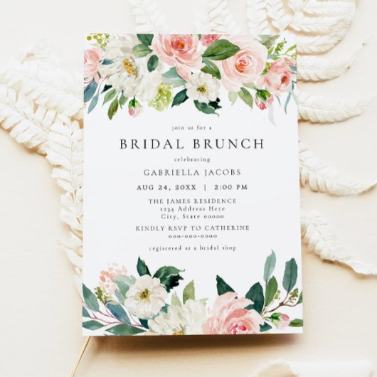 Elegant & Sweet Blush Pink Bridal Brunch Einladung