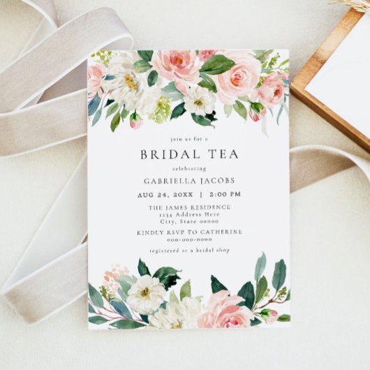 Elegant & Sweet Blush Pink Bridal Tea Einladung