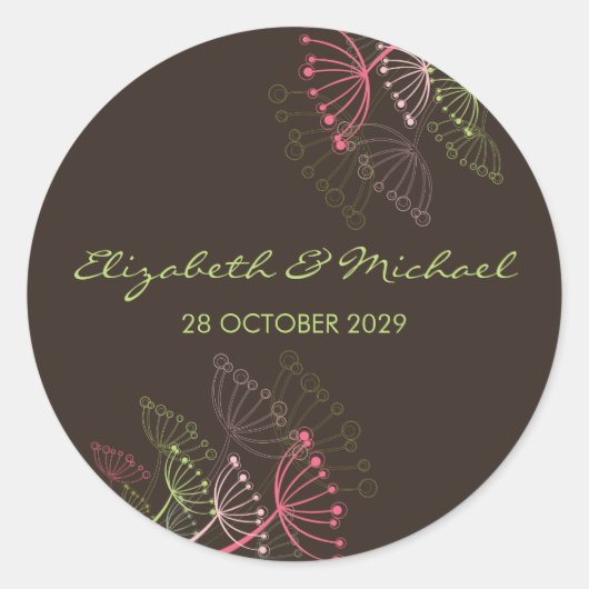 Elegant Sweet Dandelions Summer Wedding Stickers (Vorderseite)
