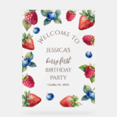 Elegant Sweet One Berry Erster Geburtstag Willkomm Acrylschild (Vorderseite)