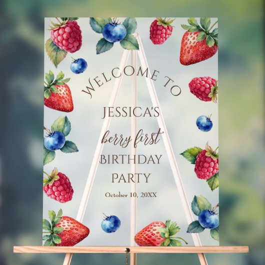 Elegant Sweet One Berry Erster Geburtstag Willkomm Acrylschild (Neutral)