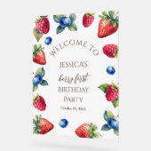 Elegant Sweet One Berry Erster Geburtstag Willkomm Acrylschild (Winkel)