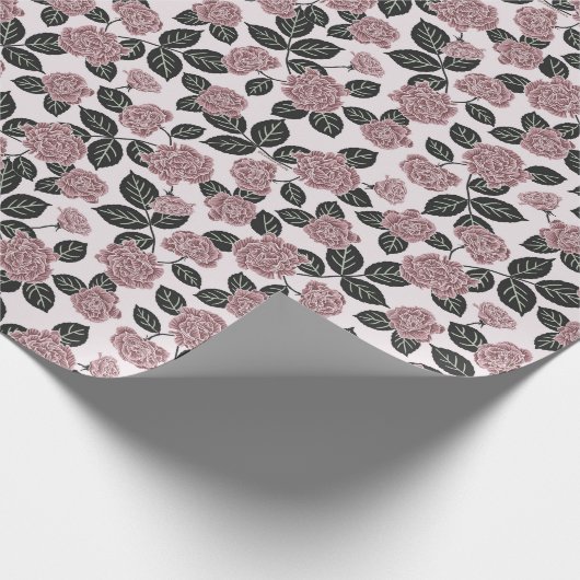 Elegant Sweet Pink Delikate Rose Blumen Geschenkpapier (Ecke)